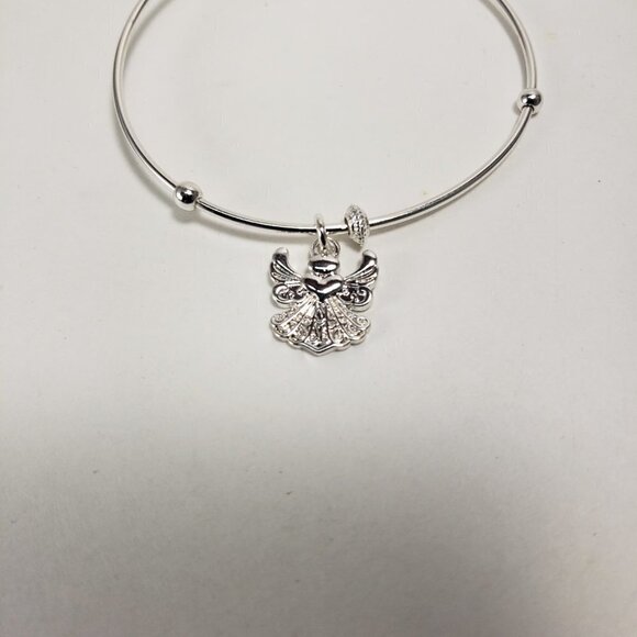 Vantel Pearls Silver Bangle Bracelet with Angel Charm – Women’s Faith Jewelry - Picture 8 of 8